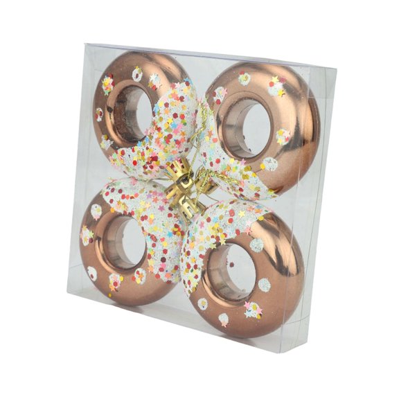 yotijay 4 Pieces Christmas Hanging Decoration Donut Hanging Pendant Gifts Party Supplies Gold