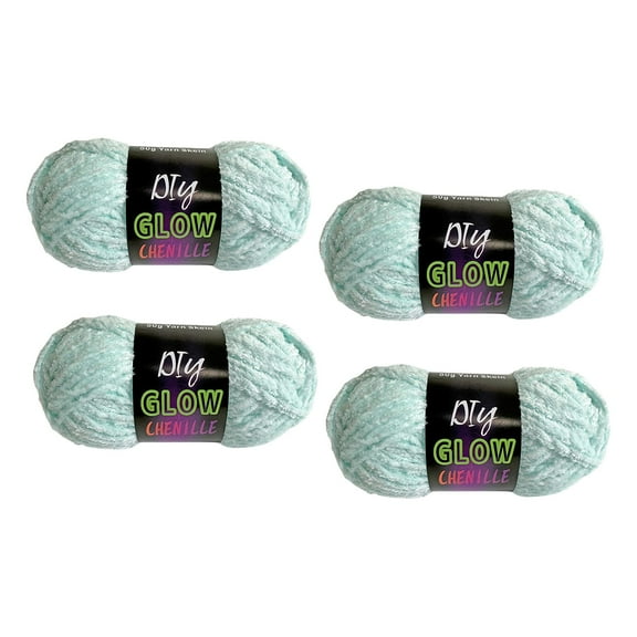 yotijay 4 Pieces Glow in The Dark Yarn Luminous Yarn Glowing Yarn 4mm Glow Yarn for Hand Blue