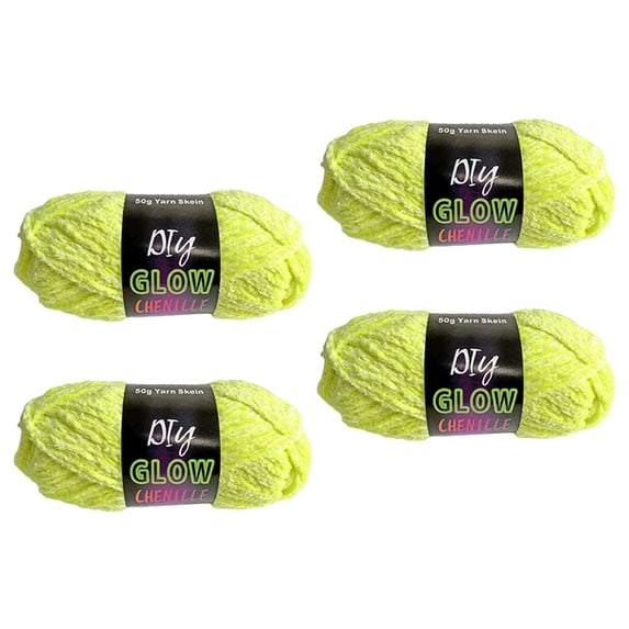 yotijay 4 Pieces Glow in The Dark Yarn Luminous Yarn Glowing Yarn 4mm Glow Yarn for Hand Green