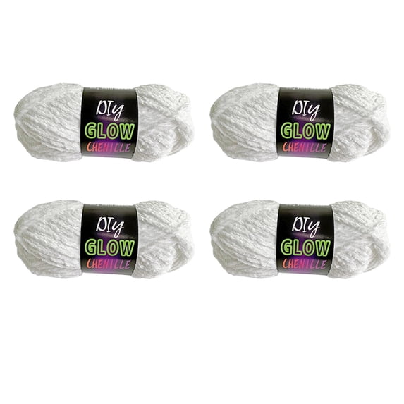 yotijay 4 Pieces Glow in The Dark Yarn Luminous Yarn Glowing Yarn 4mm Glow Yarn for Hand White