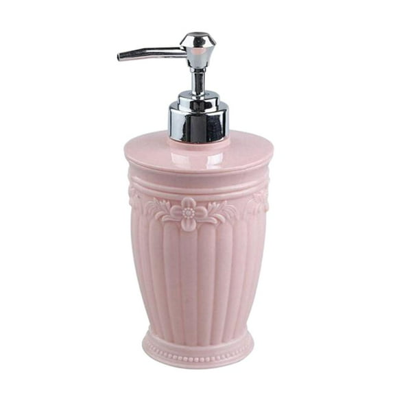yotijay 400ml Foaming Soap Dispensers Empty Ceramic Liquid Soap Pump Bottles for Soap, Pink Round Bottom