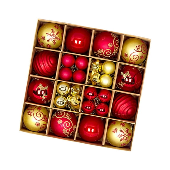 yotijay 44 Pieces Christmas Balls Ornaments Bauble Set Decorative Balls 3cm-6cm Pendants Gold Red
