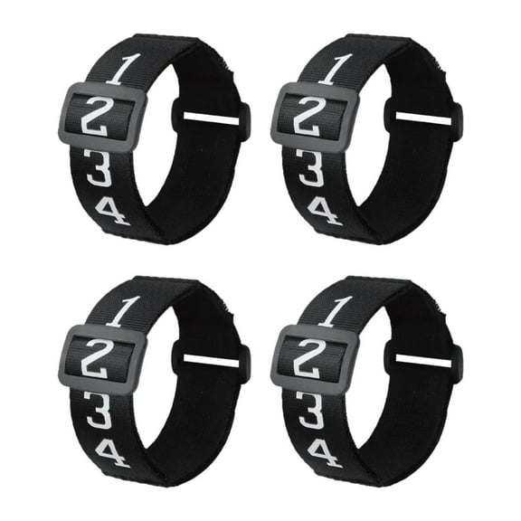 yotijay 4x Football Numbered Wristband Umpire Gears Black Portable Games Soccer Official Numbered Down Indicators Sliding Side Clip