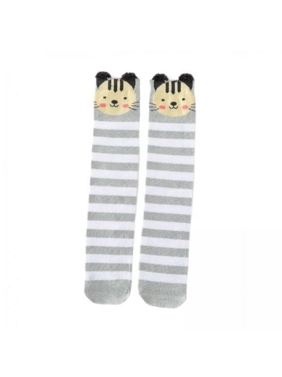 4x1 Pair Kids Girls Knee High Socks Novelty 3-15 Years Tall Birthday Gift Boot Cat