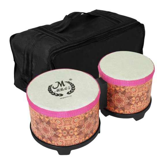 yotijay 5" and 6" Bongo Drum Set Congas Drum for Professionals Beginners Adults Kids orange
