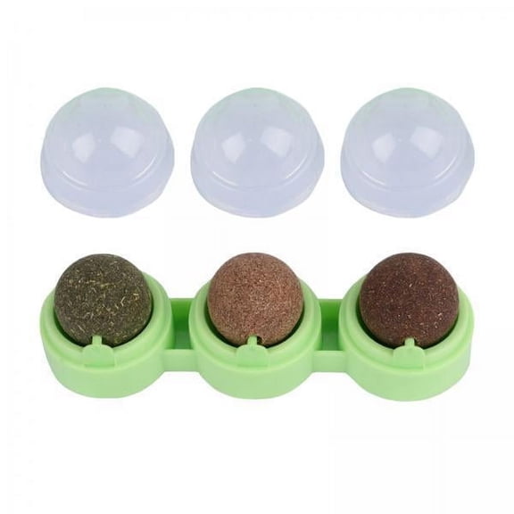 yotijay 5x3Pcs Catnip Balls Set Interactive Lightweight Kitten Cat Toy for Wall Ground Green