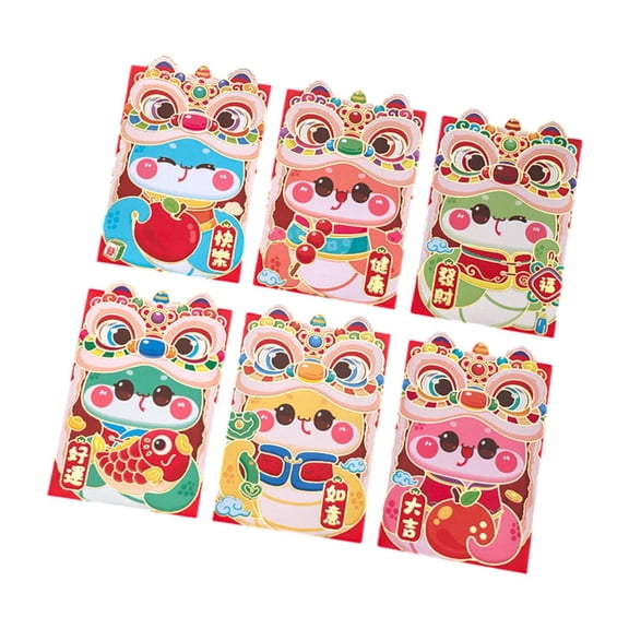 yotijay 6 Pieces 2025 Chinese New Year Red Envelope Money Red Packet Ornament Decorative A