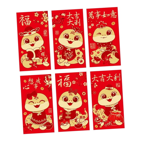 yotijay 6 Pieces Chinese New Year Red Envelopes Hong Bao for Party Favors Graduation H