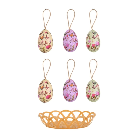 yotijay 6 Pieces Easter Eggs Decorations Colorful for Living Room Tabletop Farmhouse Butterfly Print