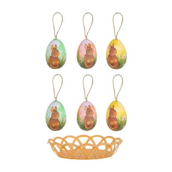 yotijay 6 Pieces Easter Eggs Decorations Colorful for Living Room Tabletop Farmhouse Print