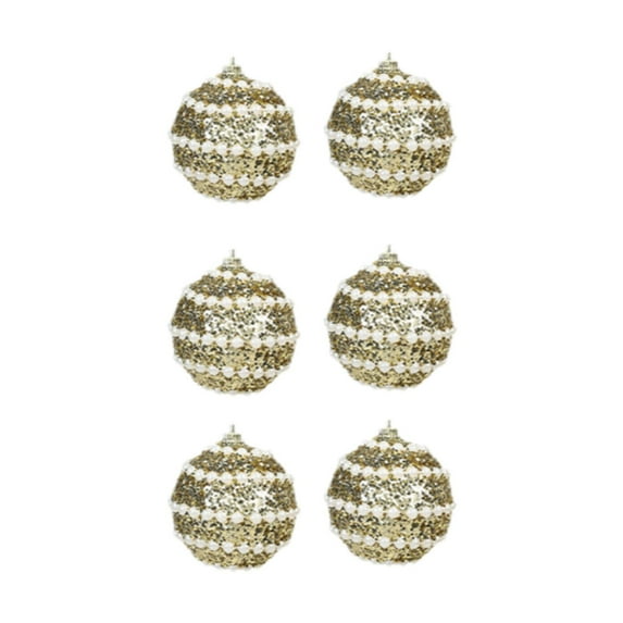 yotijay 6Pcs Christmas Ball Ornaments Christmas Decorations Shatterproof Holiday Hanging Beads Gold