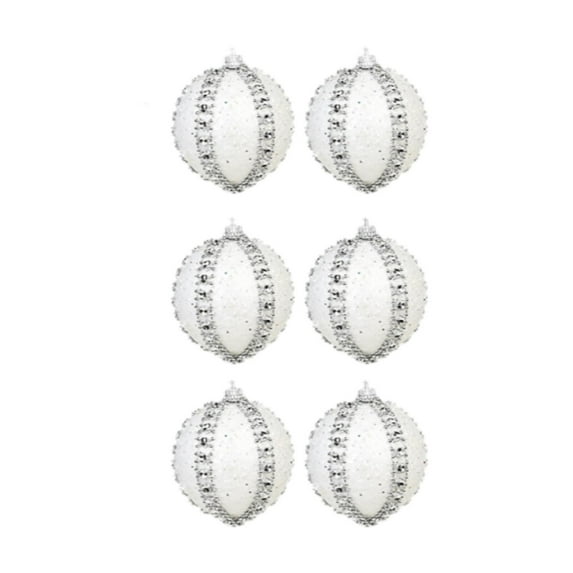 yotijay 6Pcs Christmas Ball Ornaments Christmas Decorations Shatterproof Holiday Hanging Rhinestones White