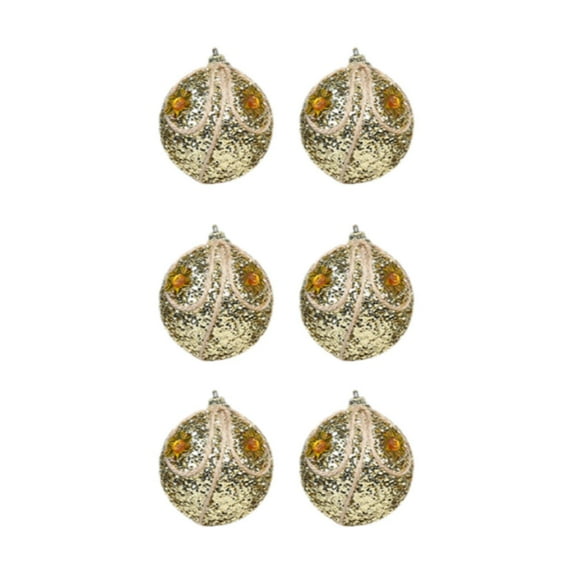 yotijay 6Pcs Christmas Ball Ornaments Christmas Decorations Shatterproof Holiday Hanging Rope Gold