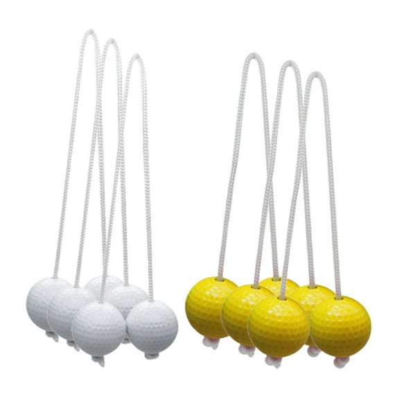 yotijay 6x Ladder Balls Backyard Game Easy to Use Outdoor Lawn Yard Ladder Toss Game 3 Yellow and 3 White