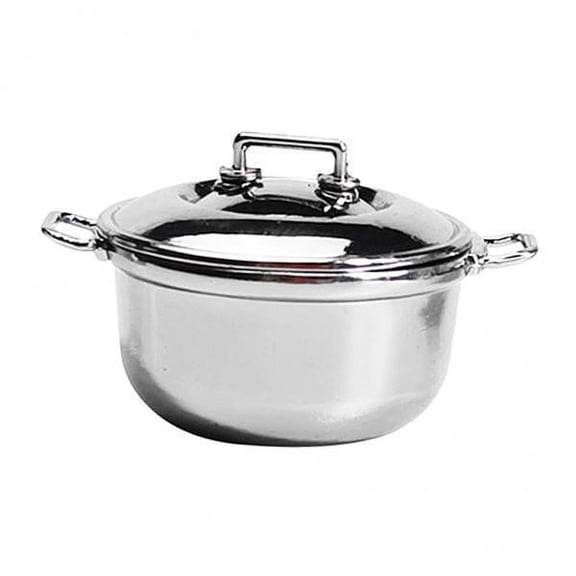yotijay 6xMini Soup Pot Miniature Kitchen Alloy Pot with Lid for Layout Scene Decor A