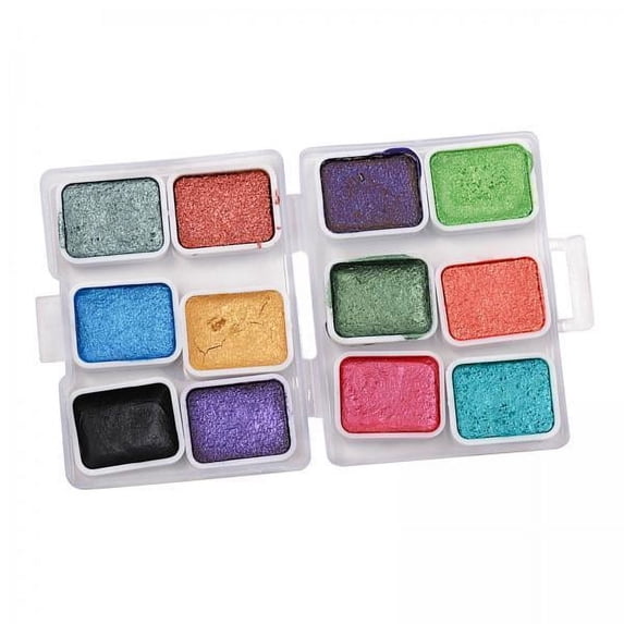 yotijay 6xWatercolor Paints Set Shimmer for Manicure Decor Home School Kids & Adults Dark Color