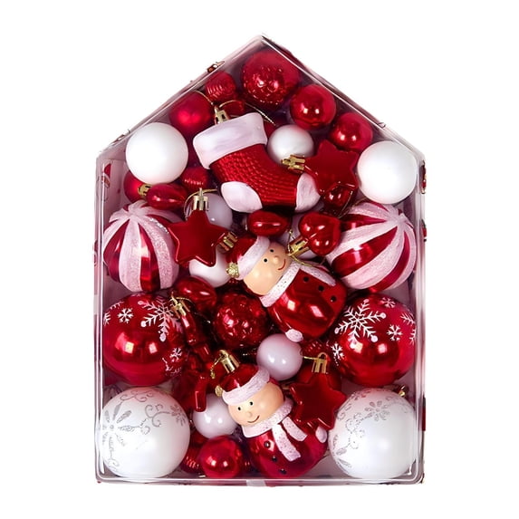 yotijay 72 Pieces Christmas Tree Decorations Decorative Xmas Balls Baubles Pendant Drops Red White