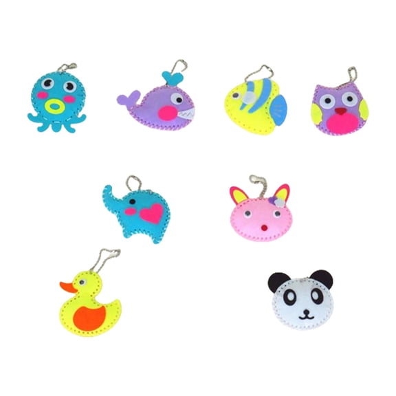 yotijay 8 Pieces Animal Pendants Kids Sewing Kit Educational Toys Learn to Sew DIY Craft