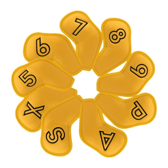 yotijay 9PCS Golf Club Head Covers Sleeve Mode Wear Resistant Anti Scratch Golf Supplies Yellow