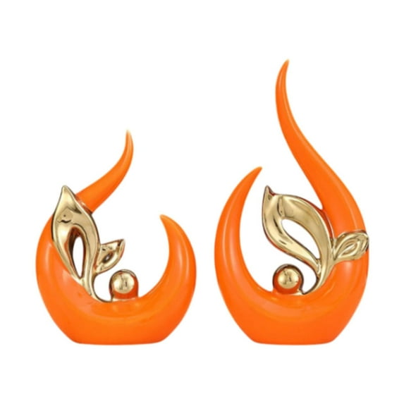 yotijay Abstract Art Statue Collection Desktop Sculpture for House Cabinets Entryway Orange
