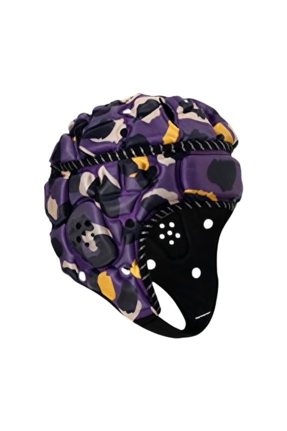 Adult Rugby Helmet with Soft Padding Protective Cap for Sports Breathable Helmet Purple Yellow