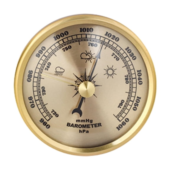 yotijay Air Pressure Gauge 960-1060hpa Round Dial Aneroid for Indoor Gold