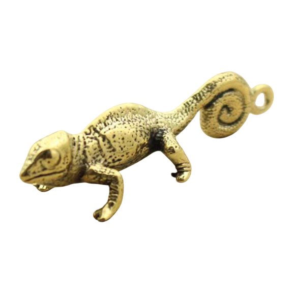 yotijay Animal Statue Chameleon Brass Key Chain Pendant for Handbag Gift Car Hanging