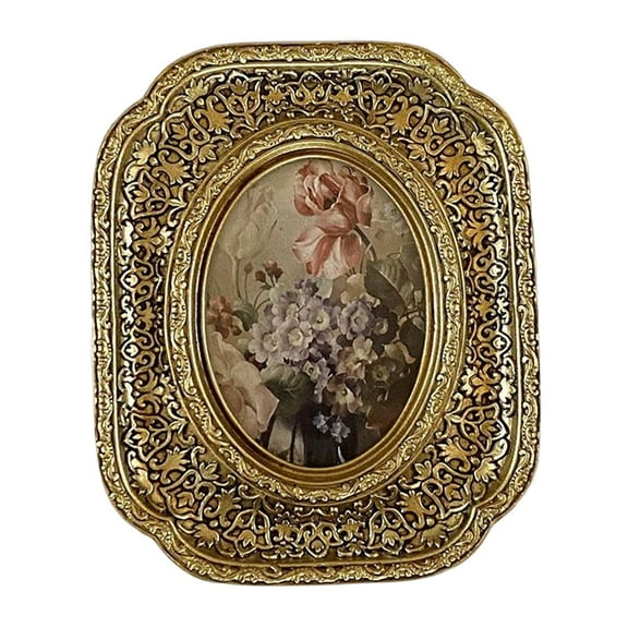 yotijay Antique Ornate Picture Frame, Tabletop Wall Hanging Embossed Photo Gallery