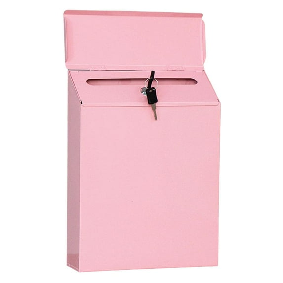yotijay Art Vertical Modern Lockable Mailbox Hanging Locking Letter Drop Box Key Paperwork Magazines Holder Secure Postbox House Room Home Decors Pink