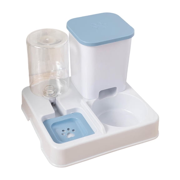 yotijay Automatic Dog Cat Feeder 2 in 1 Feeder and Waterer Set for Indoor Cats Puppy Blue White
