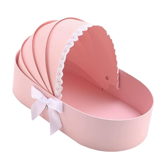 yotijay Baby Shower Box Flower Box Birthday Gift Decor Cradle Floral Basket Pink