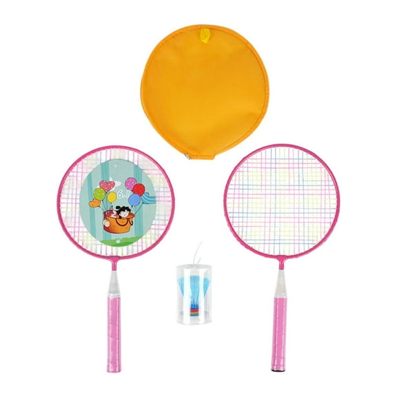 yotijay Badminton Racket for Children Nylon Net with Carry Bag Badminton Play Set Sports Pink