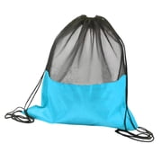 yotijay Basketball Mesh Bag Drawstring Backpack Mesh Fabric Professional Casual Day Pack Lake blue