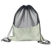 yotijay Basketball Mesh Bag Drawstring Backpack Mesh Fabric Professional Casual Day Pack Light gray