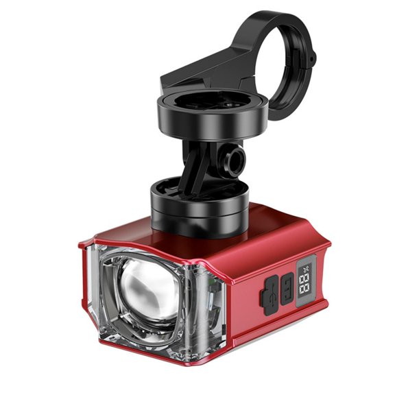 yotijay Bike Headlight with Digital Display Handlebar-Mounted Cycle Front Light Red Plastic