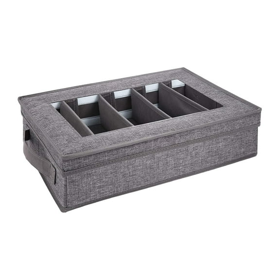 yotijay Box Organizer, Utensil Chest And Padded Divider, 5 Compartment Dish Storage Case