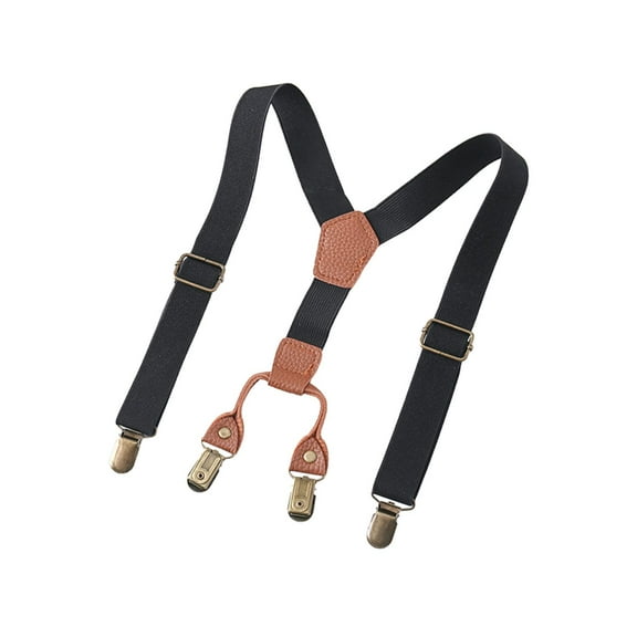 yotijay Boys Suspender Y Back Brace Elastic Suspenders for Child Solid Color Black Pants