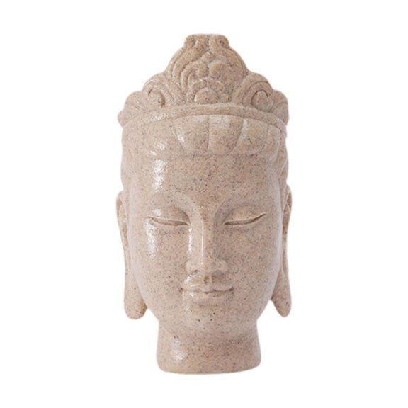 yotijay Buddha Head Statue Artificial Ornament Crafts Collection Display Buddha Figurine White