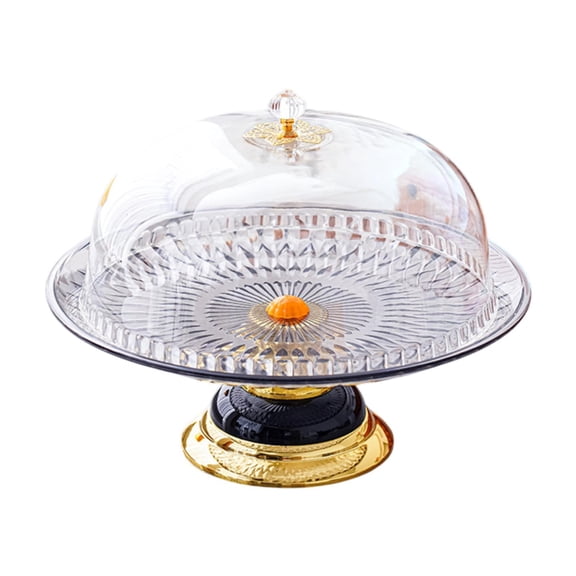 yotijay Cake Plate with Dome Trendy Pastries Tray Snack for Party Dining Room Events Black
