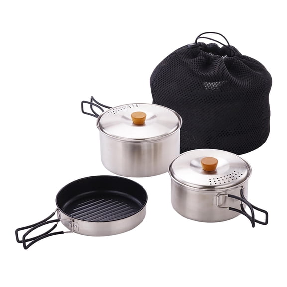 yotijay Camping Cookware Camping Pots and Frying Pan Folding Handle Cooking Utensils Set
