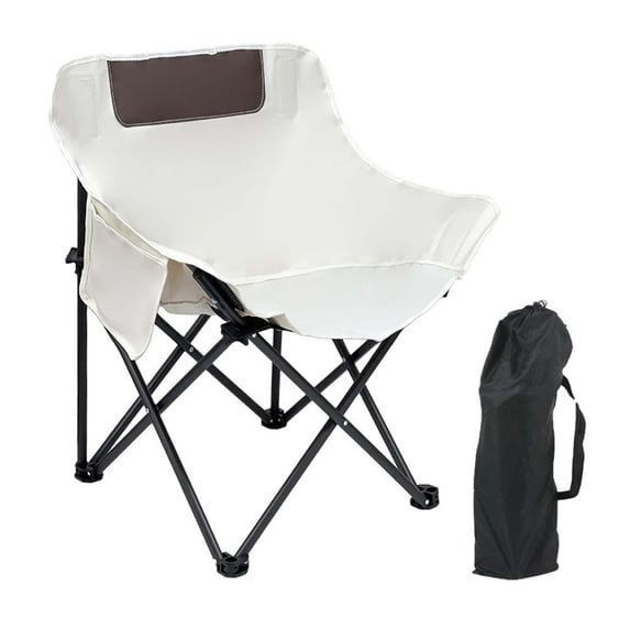 yotijay Camping Folding Chair Oxford Cloth Metal Pipe Stool Stable Structure Beach Chair Beige