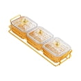 thumbnail image 1 of yotijay Candy Nut Serving Container,Divided Snack Serving Bowls Multipurpose Decorative Dried Fruit Tray with Lid for Nut Dried Fruit 3 Grid Gold, 1 of 9