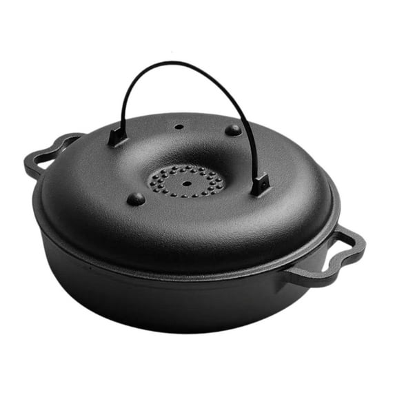 yotijay Cast Iron Serving Pot Cookware Roaster Pot for Outdoor Barbecue Home Picnics 28cm