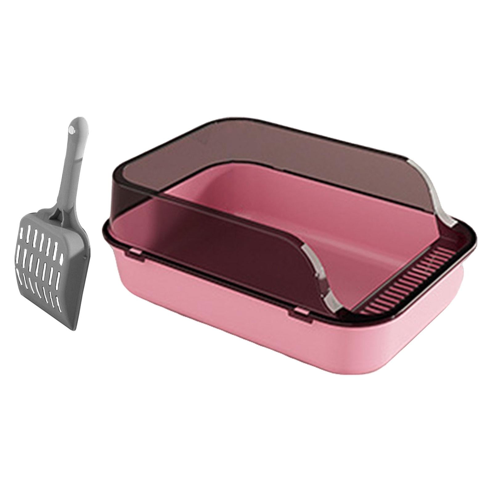 yotijay Cat Anti Splashing Kitty Litter Pan Detachable Semi Enclosed Portable Pink