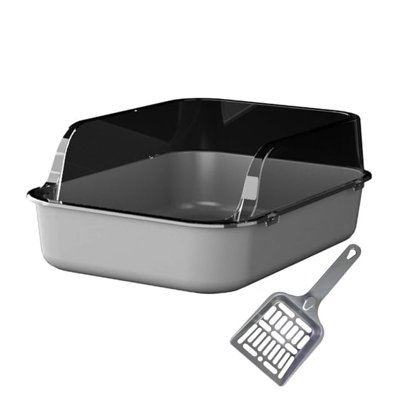 yotijay Cat Bedpan High Sided Kitten Toilet Semi Enclosed Sifting Litter Tray gray