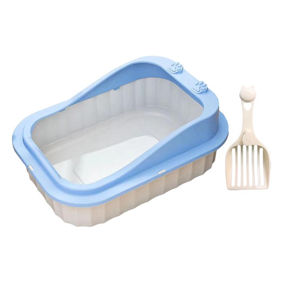 yotijay Cat Cat Litter Container Cat Sand Deep Toilet High Sided Open Blue