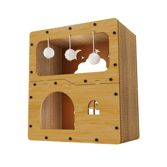 yotijay Cat Scratcher House Cardboard Cat House Claw Grinding Furniture Protection Kitty without door curtain