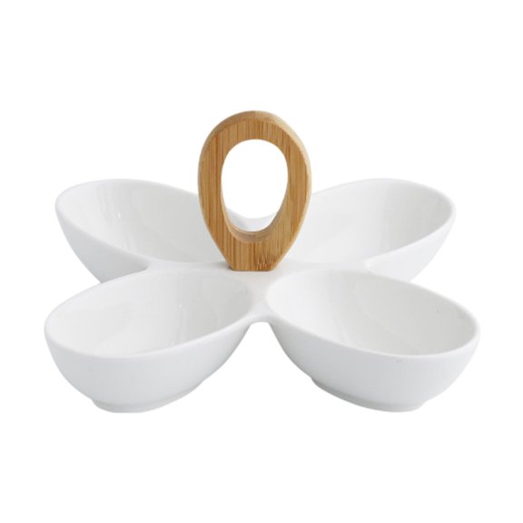 yotijay Ceramic Divided Serving Tray Appetizer Tray Snack Bowl for Nuts Chips Fruits