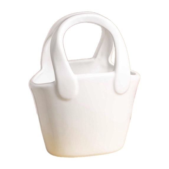 yotijay Ceramic Flower Vase Decorative Handbag Vase for Kitchen Garden Dinning Table White