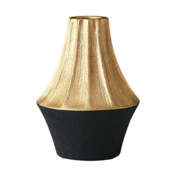 yotijay Ceramic Flower Vase Pot 6.1x8.2inch for Kitchen Study Mantel End Table Decor Black Golden